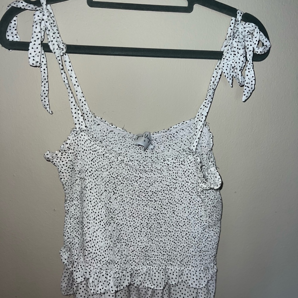 White Polka Dot Women's Top